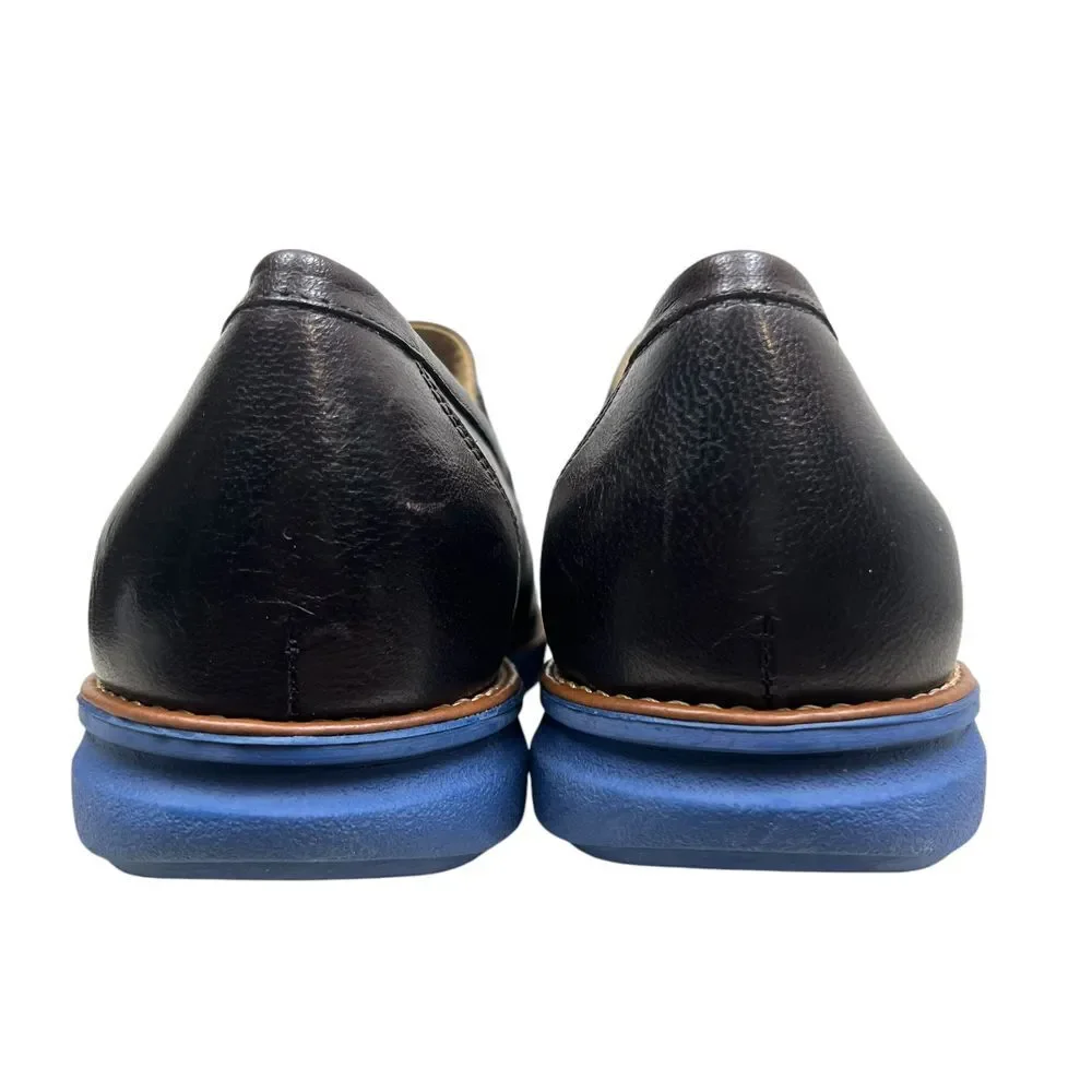 Sandro Moscoloni Men Romero Penny Loafers Brown Leather Blue Sole Comfort Sz 12D